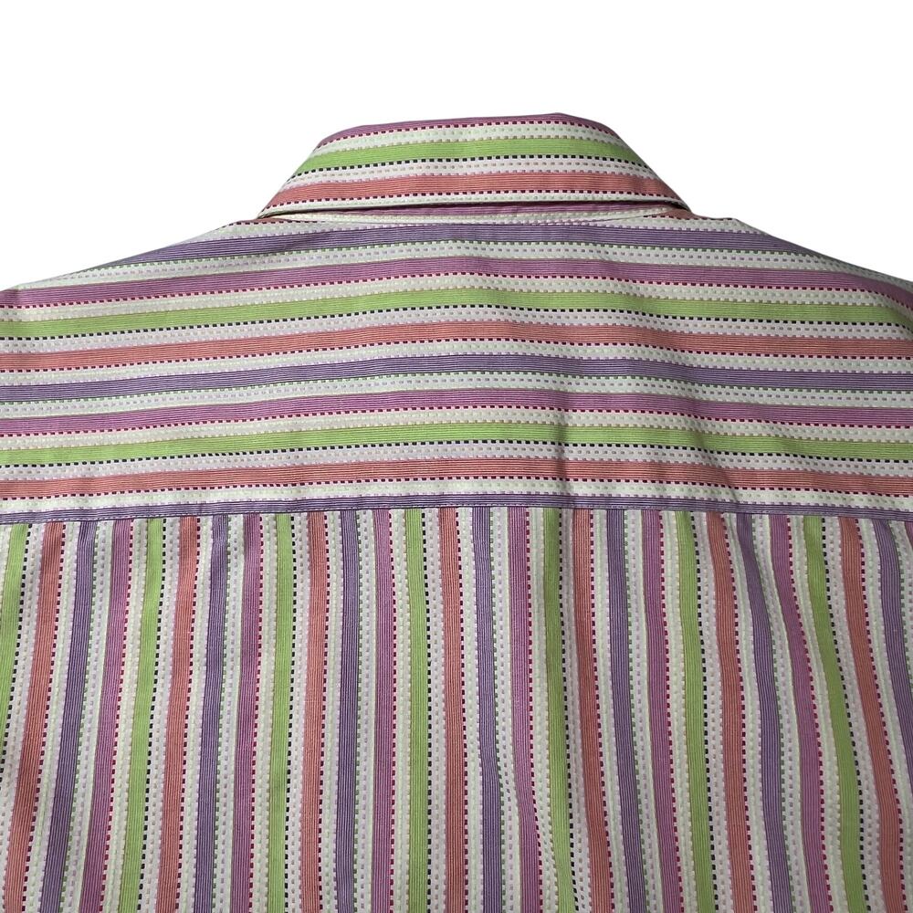 FOXCRAFT Button Down Shirt Womens 14 Pink Green Stripe Long Sleeve Wrinkle Free - Picture 7 of 11